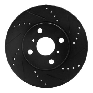 Scion xB Brake Rotor (1) - Front Right - R1 Concepts - Drilled & Slotted - Black - `04-`06
